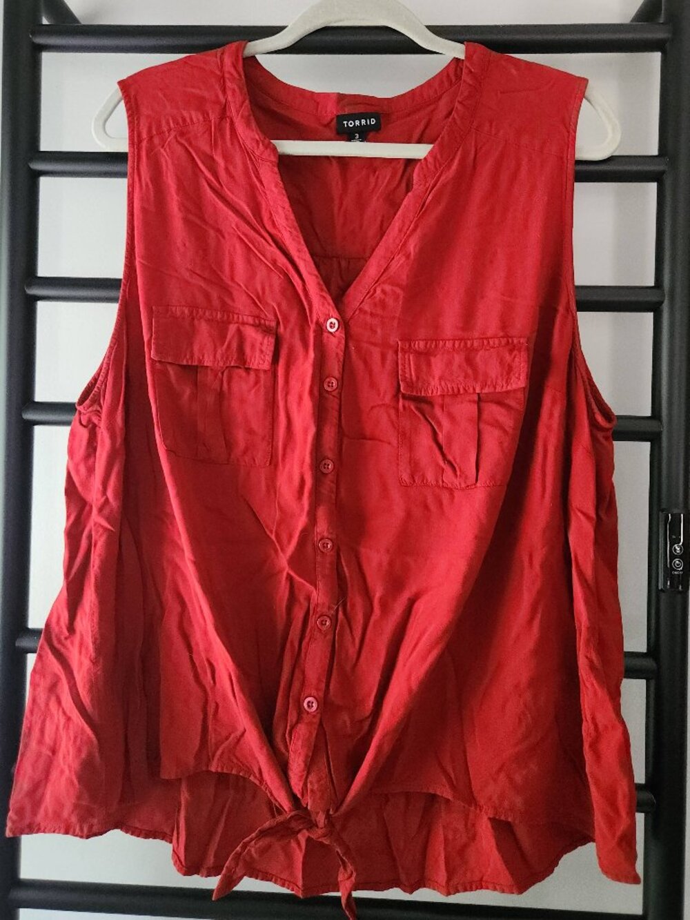 TORRID sleeveless tie-front top